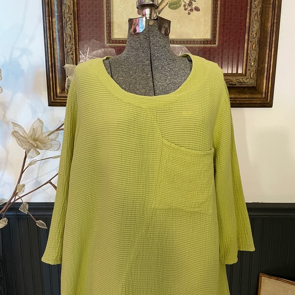 Cynthia Ashby Asymmetrical Gauze Ribbed Lagenlook Cotton Tunic Dress - Sz M 🧡🎀 - Picture 3 of 10